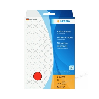 Herma Etiketten 2232 Markierungspunkte 13 mm rot 2464 Pack