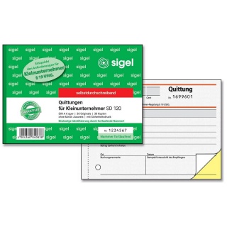 Sigel Quittung fr Kleinunternehmer SD120 DIN A6 quer 2fach SD 2 x 30 Blatt